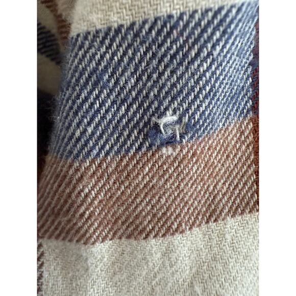 Men’s Dickies Navy Cream Tan Plaid Flannel Button Up Relaxed Fit size XL - Picture 6 of 7